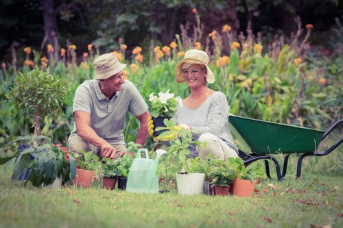 Staff member examining garden tools as part of ethical compliance